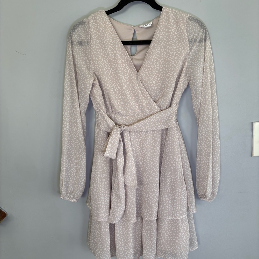 Japna Cream Tiered Wrap Dress with Bishop Sleeves